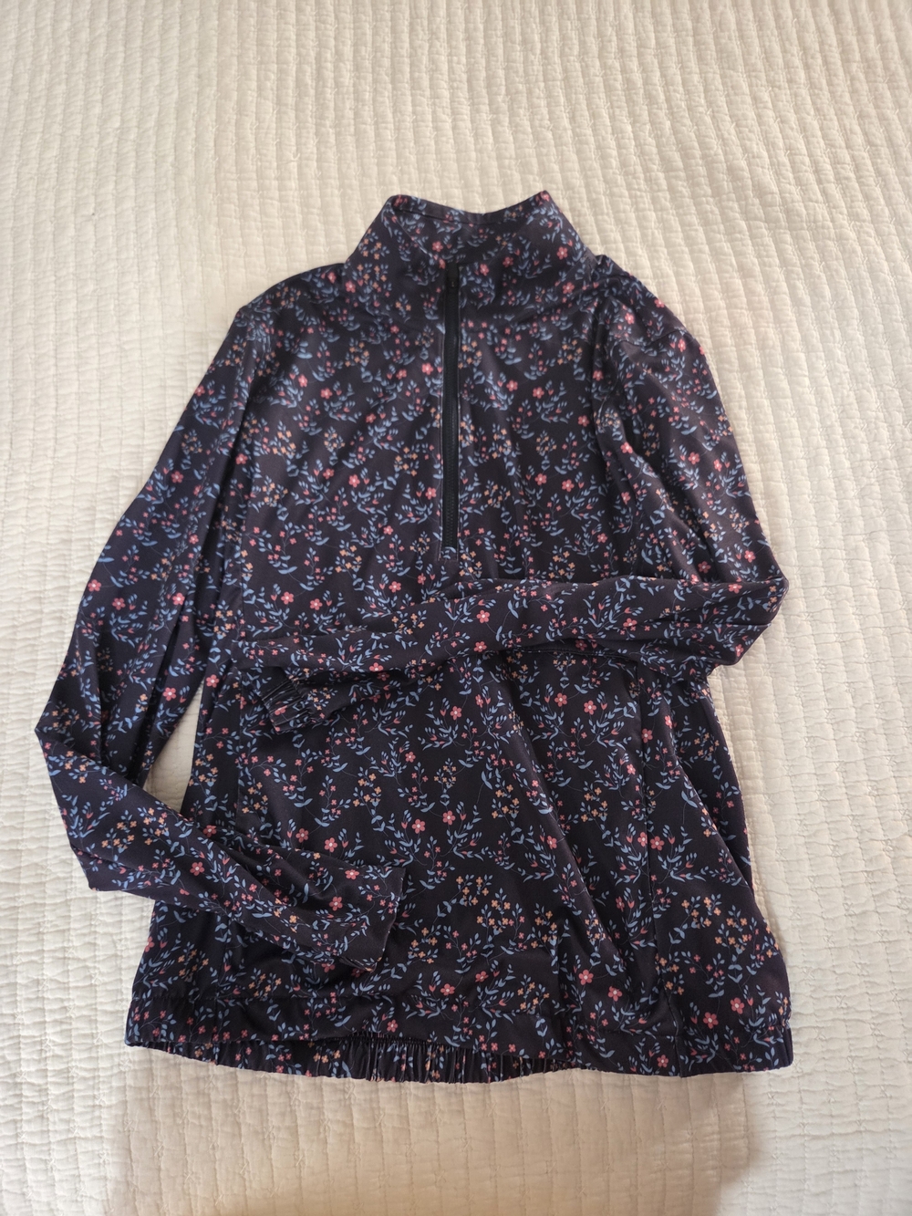 Puma Navy Floral Zip-Front Golf Top
